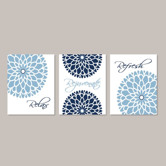 Navy Blue WALL ART Prints Or Canvas Relax Rejuvenate Etsy