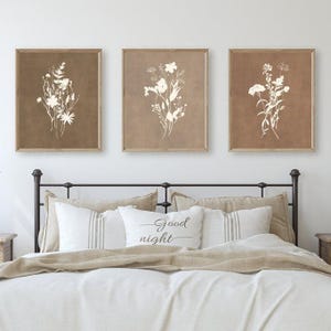 Wildflower Prints or Canvas, Wildflower Living Room Wall Art, Botanical Wall Art, Bedroom Wall Decor, Watercolor Flower Prints, Set of 3