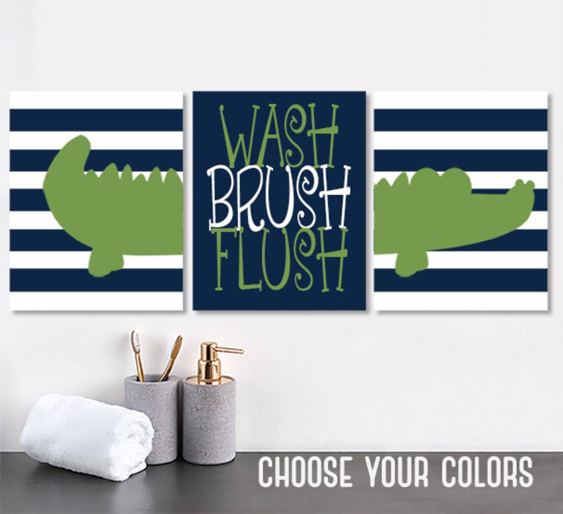 Alligator Bathroom Wall Art Boy Bathroom Decor Boy Alligator | Etsy