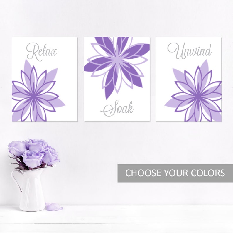 Peach Gray Bathroom Wall Art Bathroom Wall Decor Relax Soak | Etsy