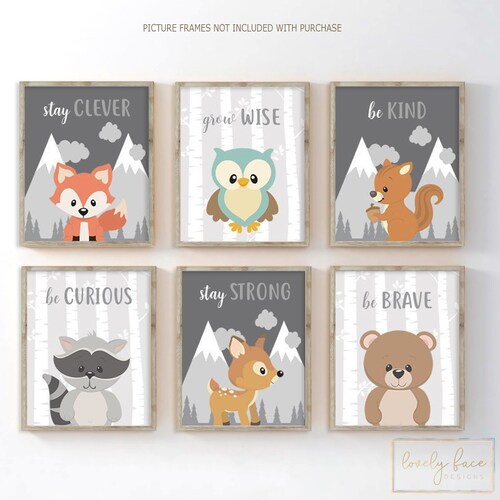 Woodland Nursery Wall Art Boy Woodland Nursery Decor Etsy