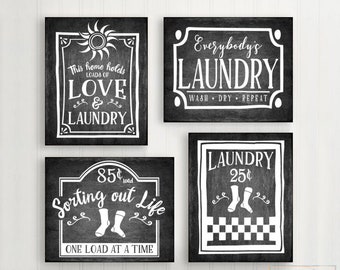 Laundry Room Decor, Farmhouse Laundry Room Sign, Laundry Room Prints or Canvas, Laundry Room Art, Farmhouse Laundry Room Wall Art Set of 4