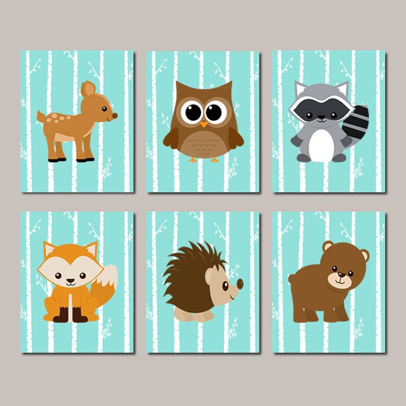 WOODLAND Nursery Art Baby Boy Nursery Woodland Nursery Etsy