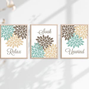 Purple Flower Bathroom Wall Art, Purple Flower Bathroom Decor Prints or Canvas Relax Soak Unwind Quote, Purple Bathroom Quotes, Set of 3 bild 7