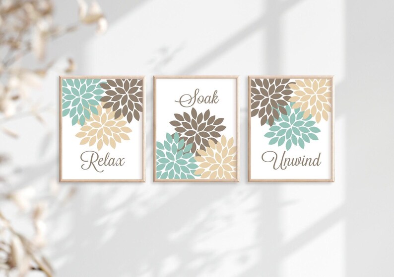 Purple Flower Bathroom Wall Art, Purple Flower Bathroom Decor Prints or Canvas Relax Soak Unwind Quote, Purple Bathroom Quotes, Set of 3 bild 7