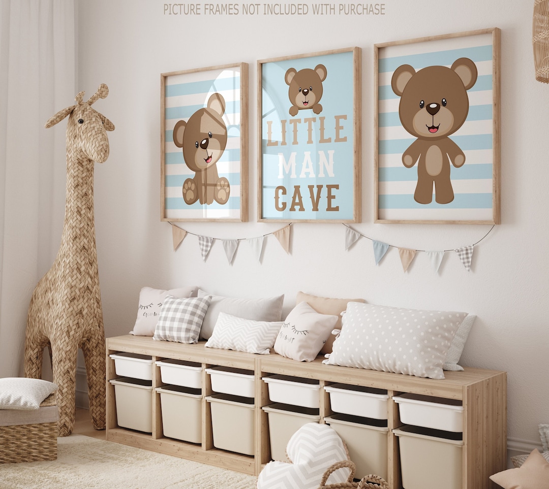 Teddy Bear Nursery Decor, Baby Boy Teddy Bear Prints or Canvas, Teddy