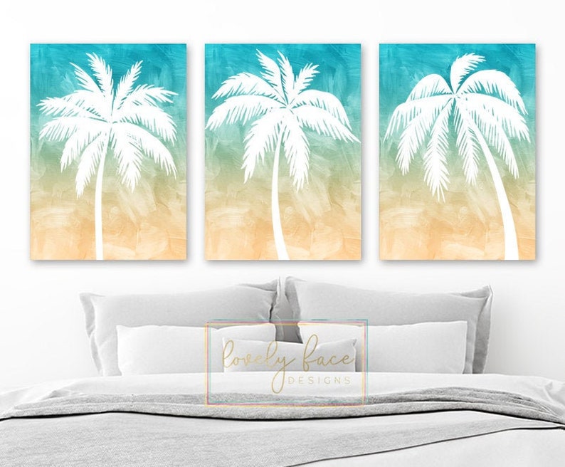 Palm Tree Wall Art Teen Girl Bedroom Wall Decor Tropical Etsy