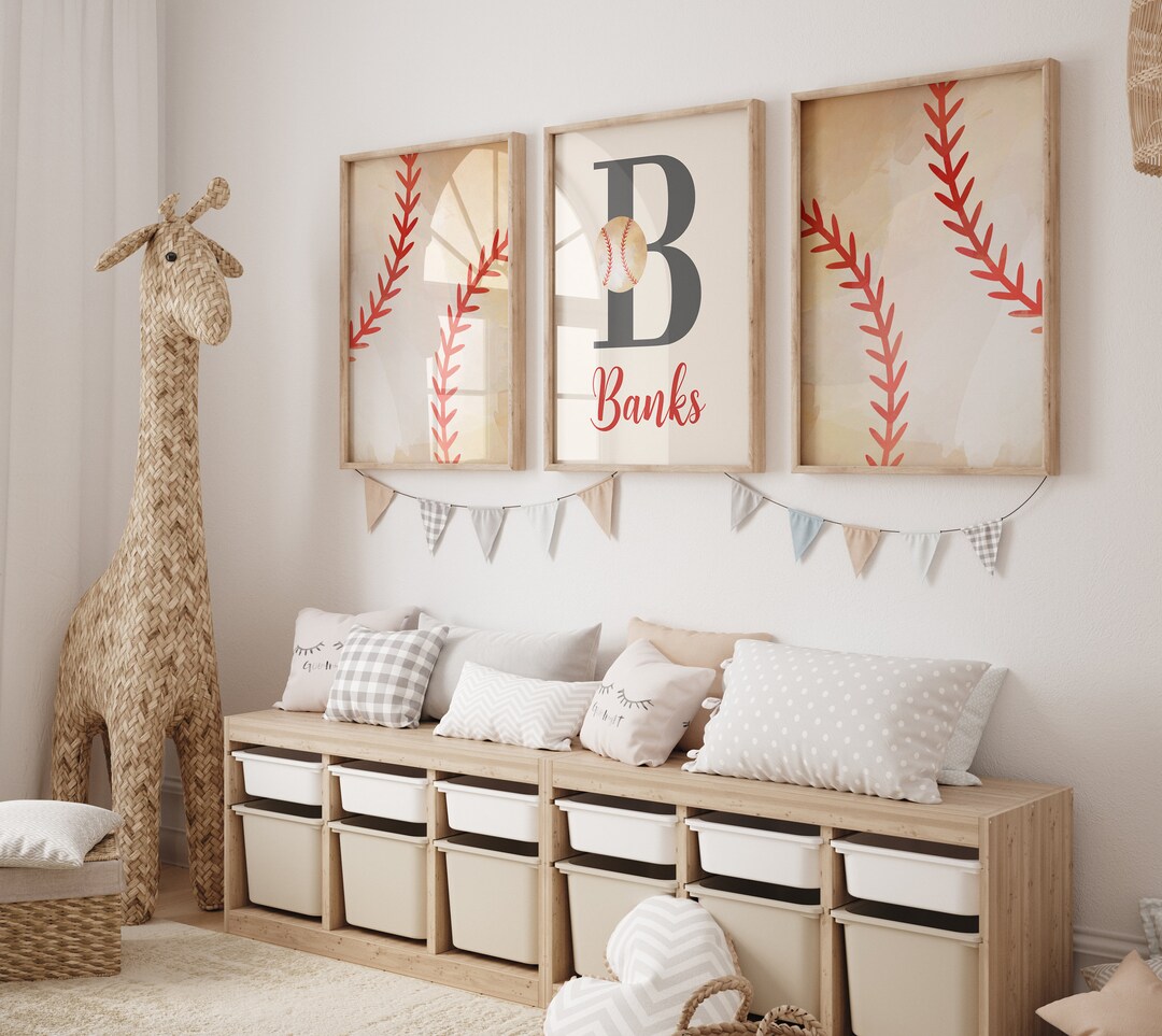 Baseball Nursery Art, Vintage Baseball Nursery Decor, Baseball Art for