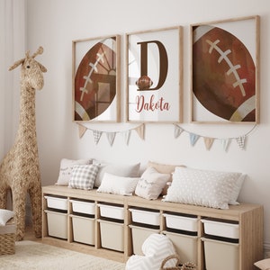 Football Nursery Decor, Vintage Football Print For Boys Football Bedroom Decor, Football Nursery Theme, Sports Prints or Canvas, Set of 3