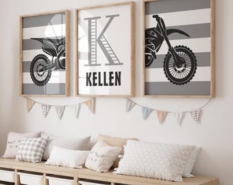 Decoración para motos de cross, láminas personalizadas con nombres, juego de 3