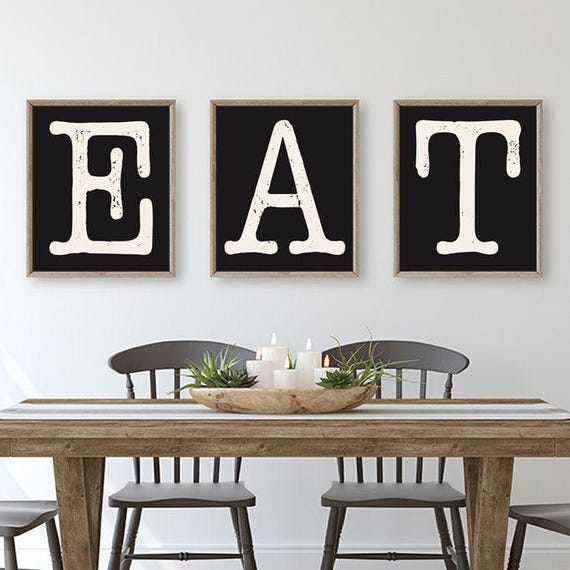 Farmhouse Wall Decor, Eat Sign For Kitchen Prints or Canvas, Dining Room Wall Decor, Eat Kitchen Wall Art, Farmhouse Sign, Set of 3