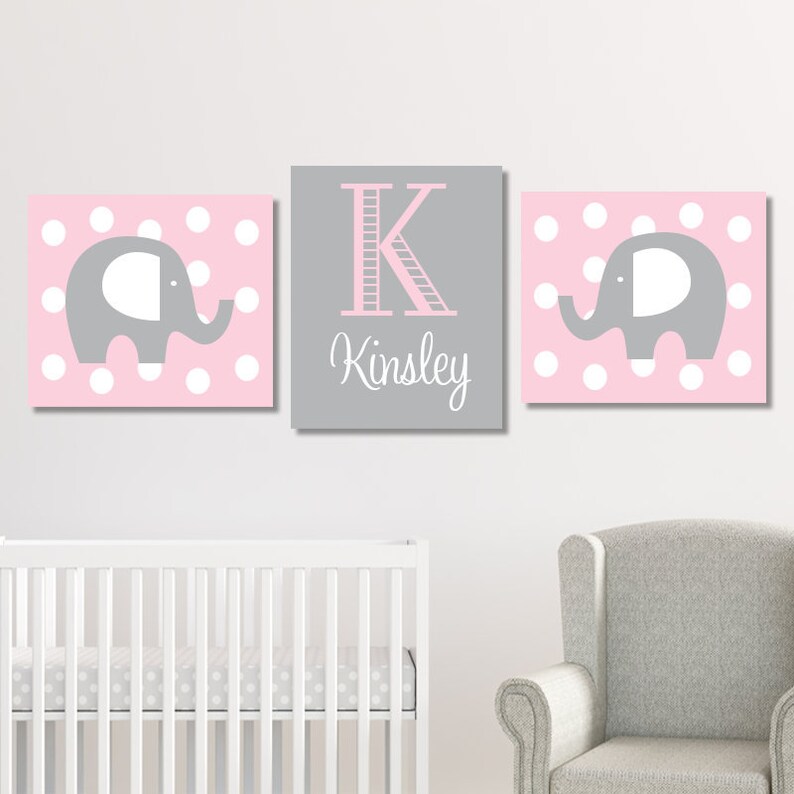 pink and gray elephant nursery
