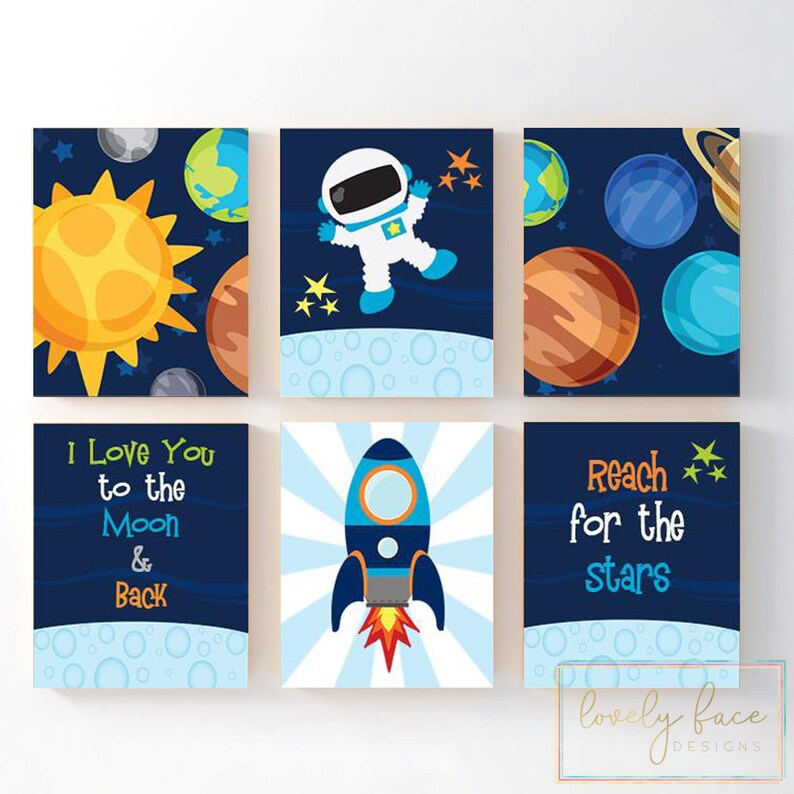 Space Nursery Decor Outer Space Wall Art Space Nursery Etsy