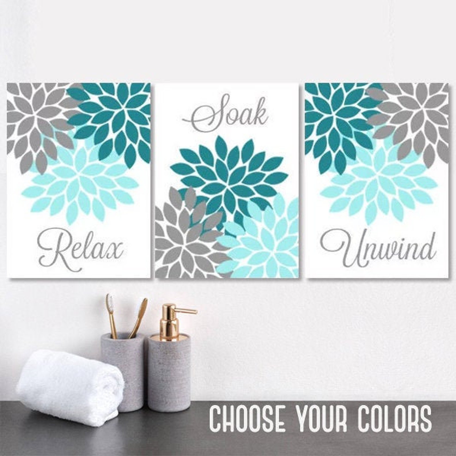 Bathroom Decor Navy Blue Beige Bathroom Wall Art Prints or Etsy