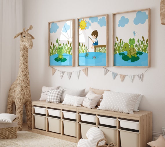 Little Boy Fishing Nursery Wall Art, Baby Fisherman Prints or Canvas, Boy  Nursery Decor Ideas, Fishing Nursery Decor, Set of 3 -  UK