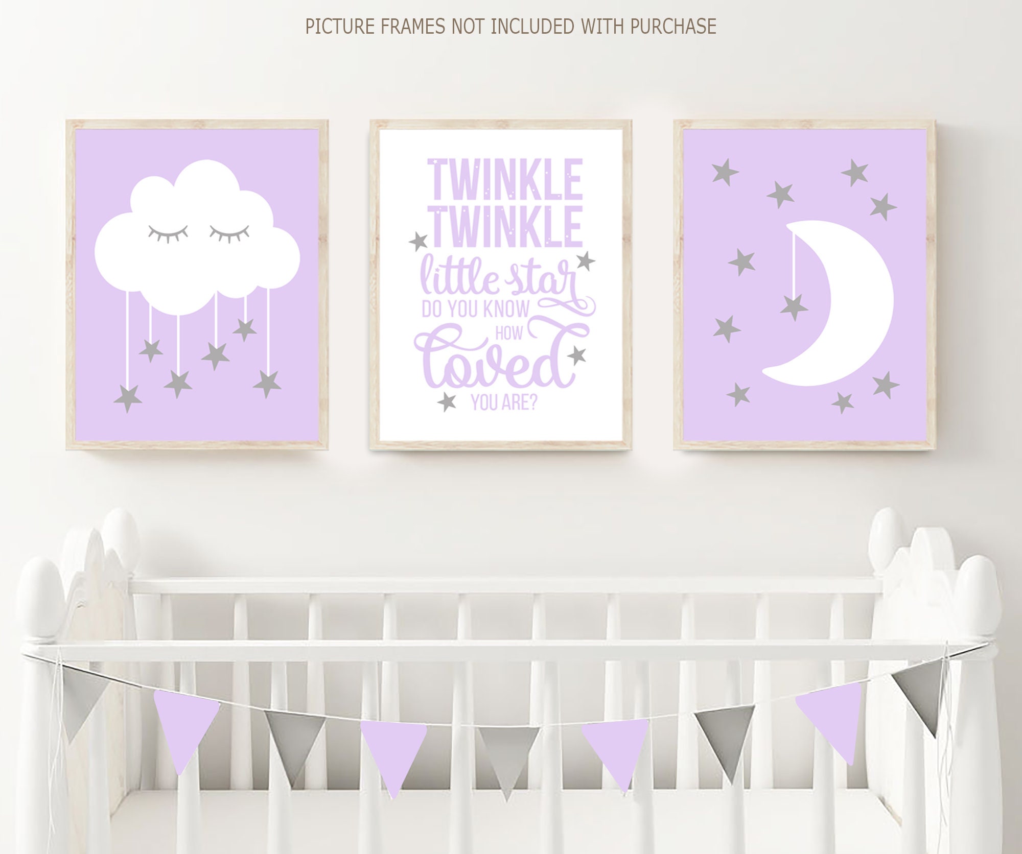 Cloud Nursery Wall Art Moon Cloud Stars Nursery Decor Prints Etsy
