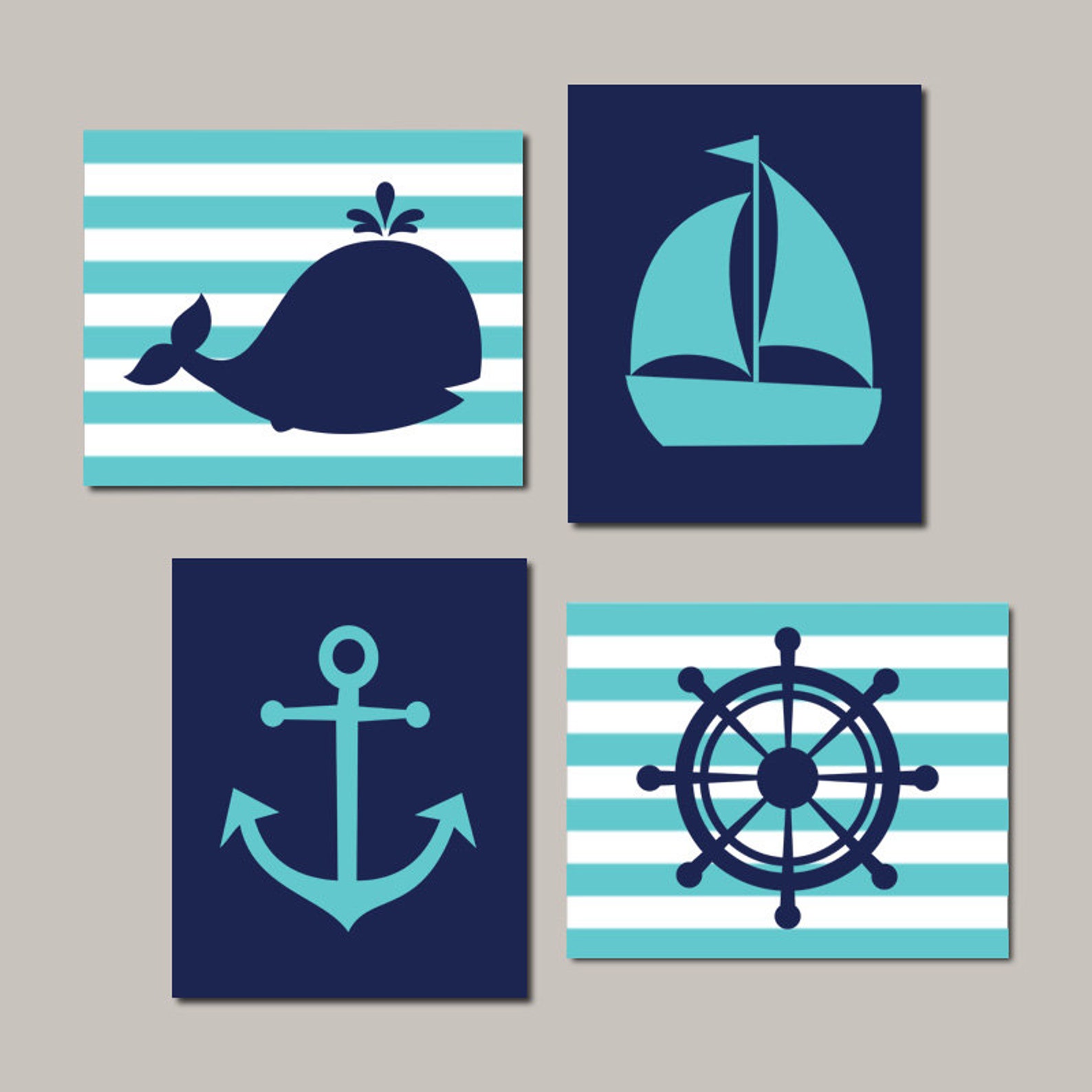 Nautical Nursery Wall Art Navy Gray Nursery Boy Nursery Etsy