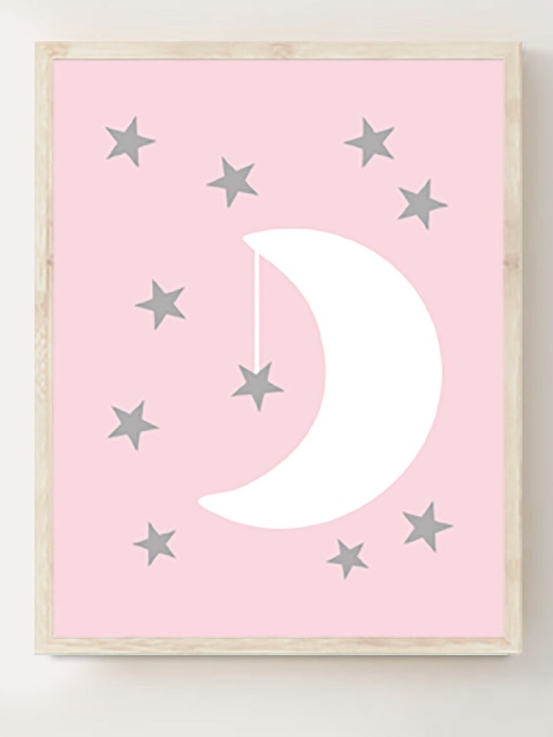 Cloud Nursery Wall Art Moon Cloud Stars Nursery Decor Prints Etsy