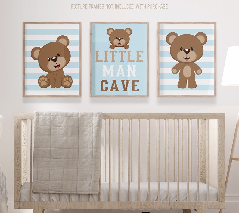 Boy Bear Wall Art Baby Boy Nursery Decor Boy Bear Bedroom - Etsy