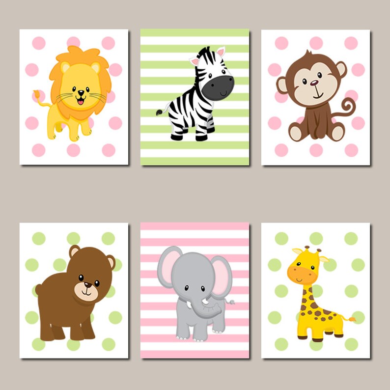 JUNGLE Nursery Wall Art Jungle Animals Nursery Decor Prints Etsy