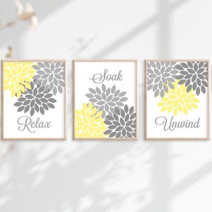 Purple Flower Bathroom Wall Art, Purple Flower Bathroom Decor Prints or Canvas Relax Soak Unwind Quote, Purple Bathroom Quotes, Set of 3 bild 5