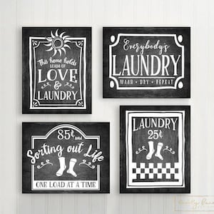 Laundry Room Decor, Farmhouse Laundry Room Sign, Laundry Room Prints or Canvas, Laundry Room Art, Farmhouse Laundry Room Wall Art Set of 4