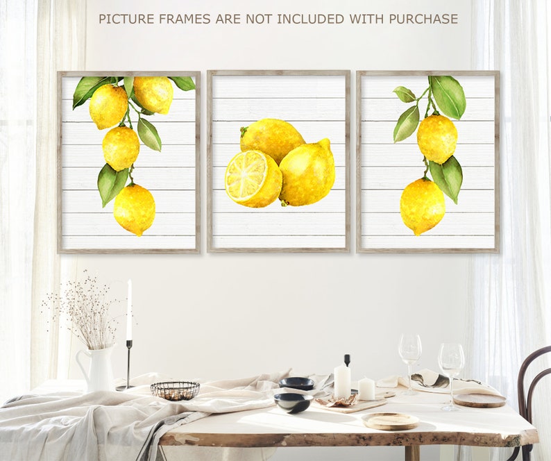Watercolor Lemon Wall Art Kitchen Lemon Prints or Canvas - Etsy