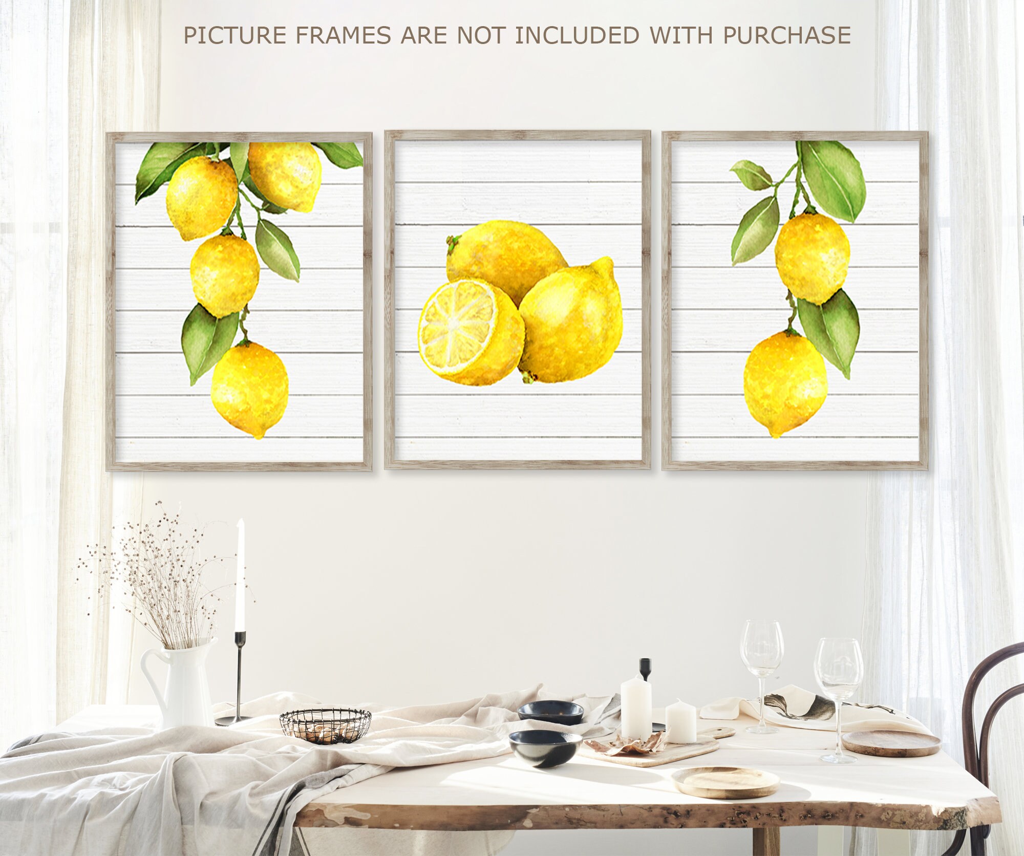 Watercolor Lemon Wall Art Kitchen Lemon Prints or Canvas Etsy UK