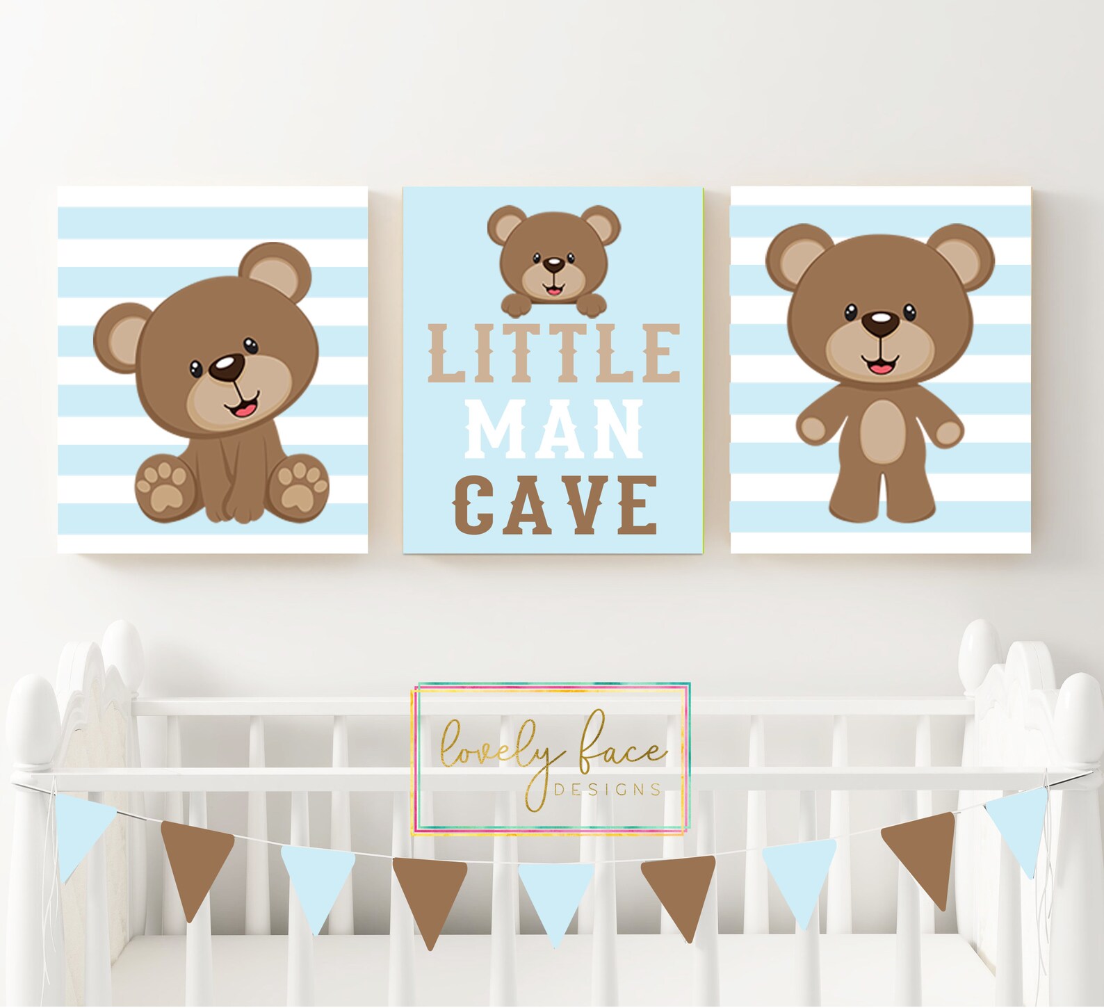 Boy Bear Wall Art Baby Boy Nursery Decor Boy Bear Bedroom - Etsy
