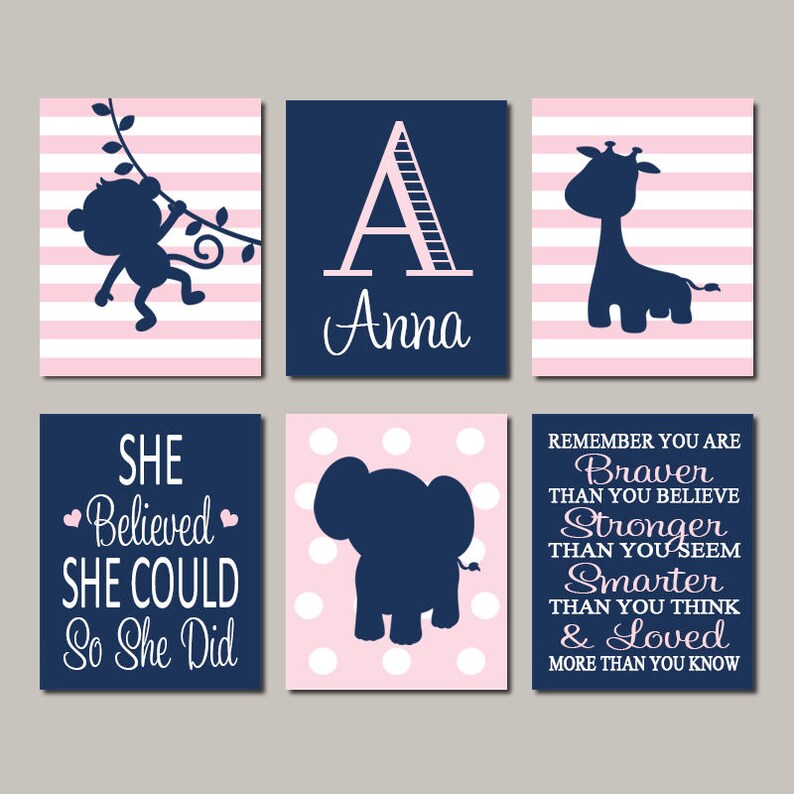 Pink Gray Nursery Wall Art Girl Nursery Decor Prints Or Etsy