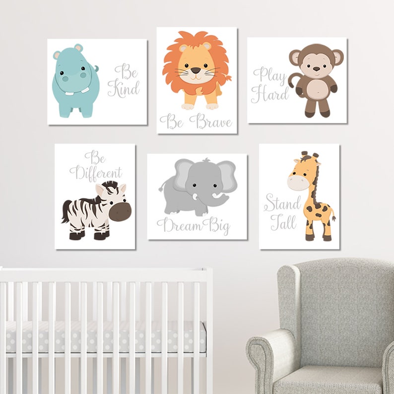 Safari Animals Zoo Animal Prints Or Canvas Baby Boy Nursery Decor Zoo Animal Nursery Wall Art Nursery Quotes Jungle Animals Set of 6