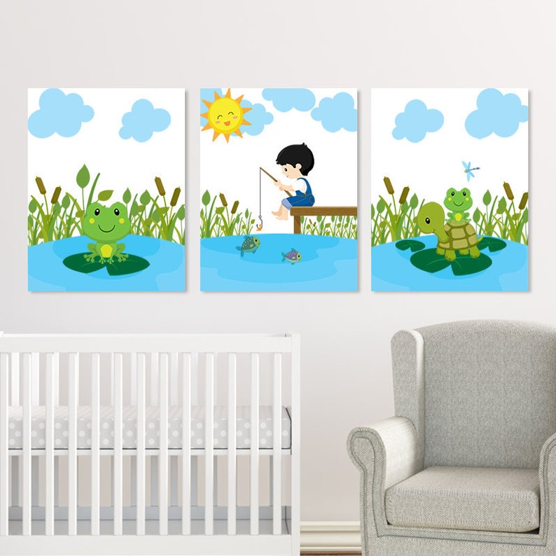 Gone Fishing Nursery Wall Art Boy Nursery Decor Boy WALL Etsy