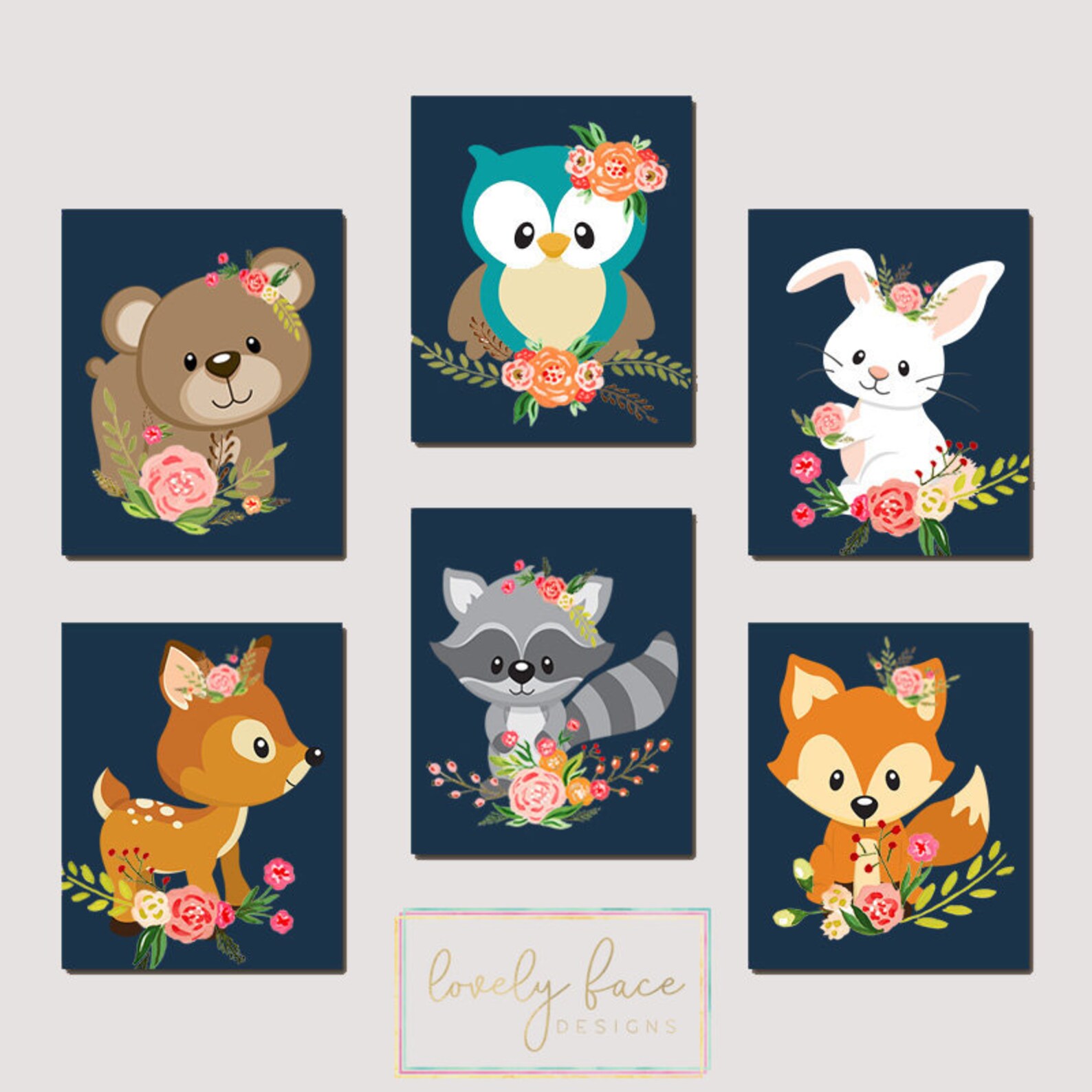 GIRL Woodland Nursery Decor Flower Girl WOODLAND Animal Etsy