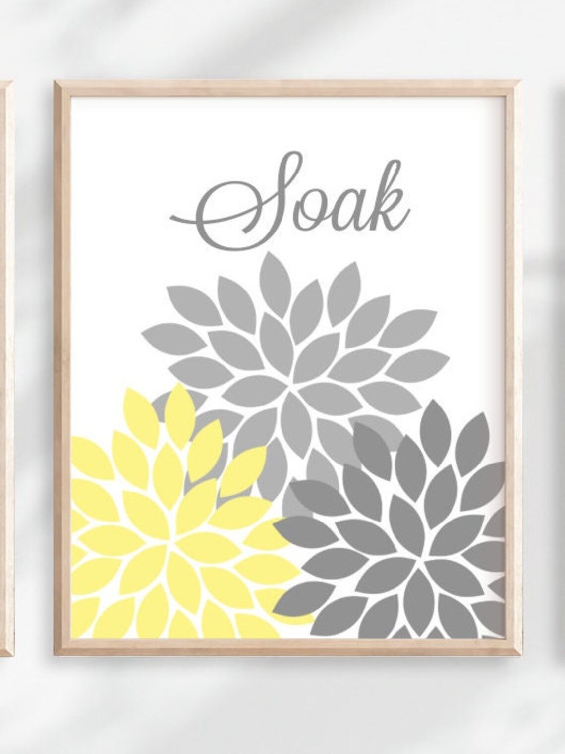 Yellow Gray BATHROOM Decor Bathroom Wall Art Relax Soak - Etsy