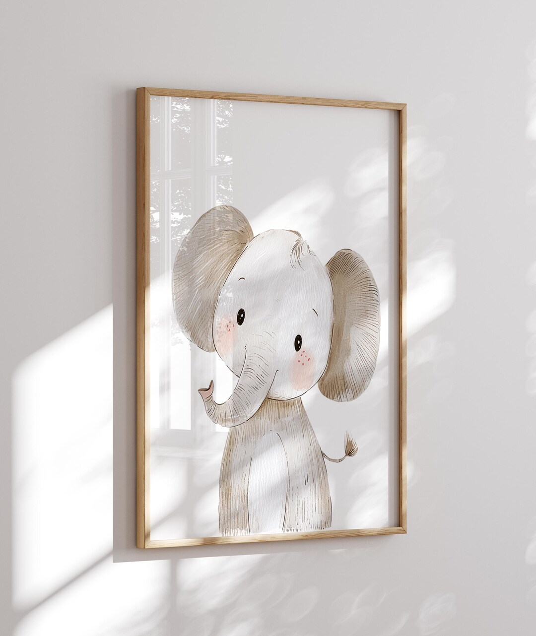 Elephant Art Nursery, Safari Nursery Print, Neutral Baby Room Wall Art ...