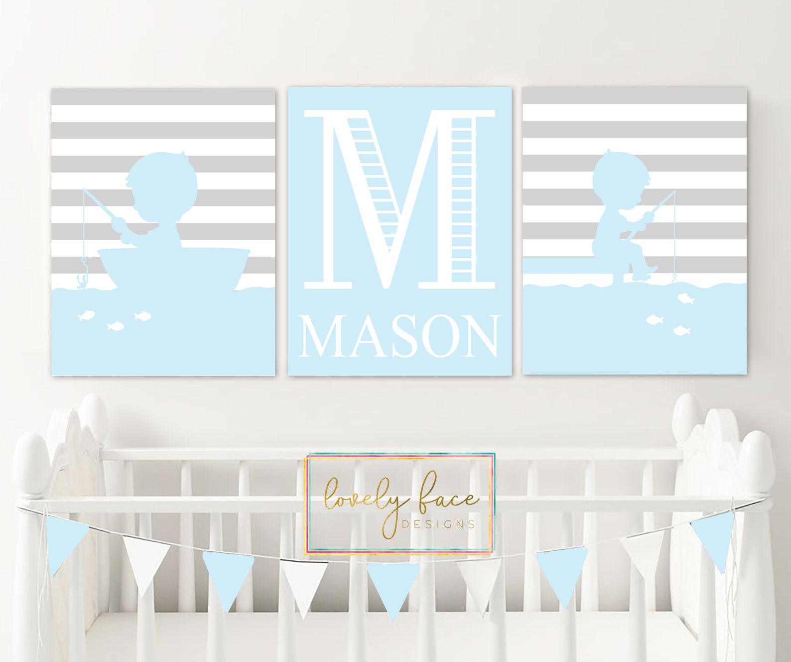 Fishing Nursery Prints or Canvas Boy Fish Nursery Decor Navy Etsy