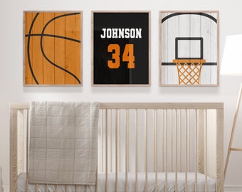 Basketball Nursery Prints, Basketball Prints, Boy Nursery Wall Art Prints, Basketball Wall Art Set of 3 Canvas, Basketball Boys Room Decor