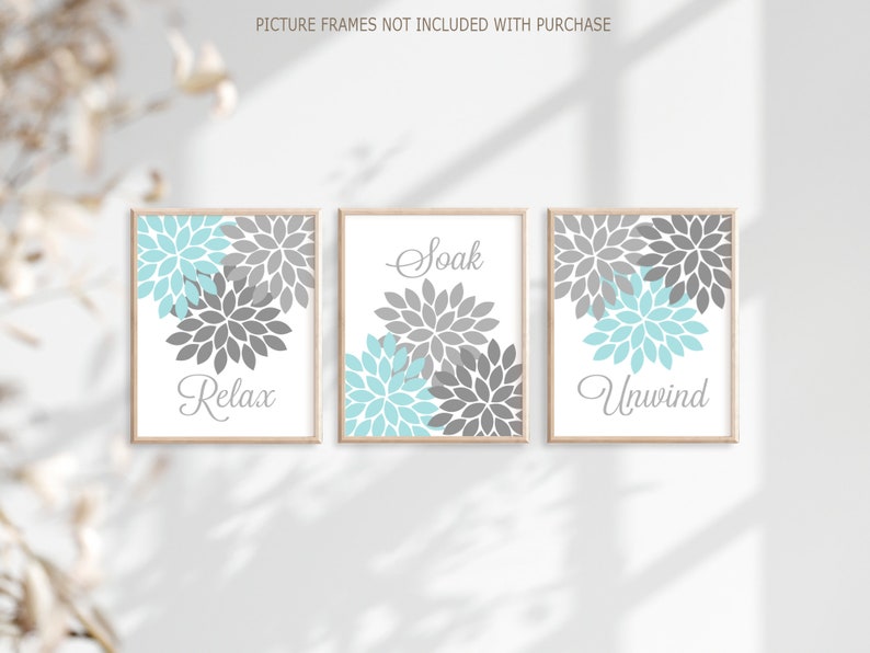 Navy Gray Bathroom Wall Art Prints or Canvas Bathroom Wall Etsy