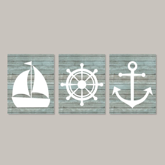 Nautical Wall Decor Prints Or Canvas Art Coastal Beach Bathroom Nursery House Set Of 3