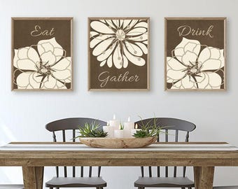 Eat Gather Drink, Set of 3 Dining Room Prints