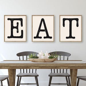 Farmhouse Wall Decor, Eat Sign For Kitchen Prints or Canvas, Dining Room Wall Decor, Eat Kitchen Wall Art, Farmhouse Sign, Set of 3 image 2