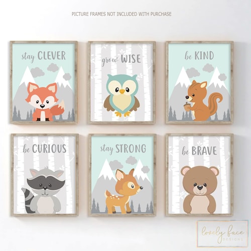 Woodland Animals Nursery Wall Art Boy Room Decor Woodland Etsy
