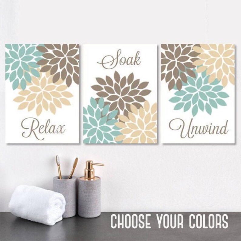 Purple Flower Bathroom Wall Art Purple Flower Bathroom Decor Etsy