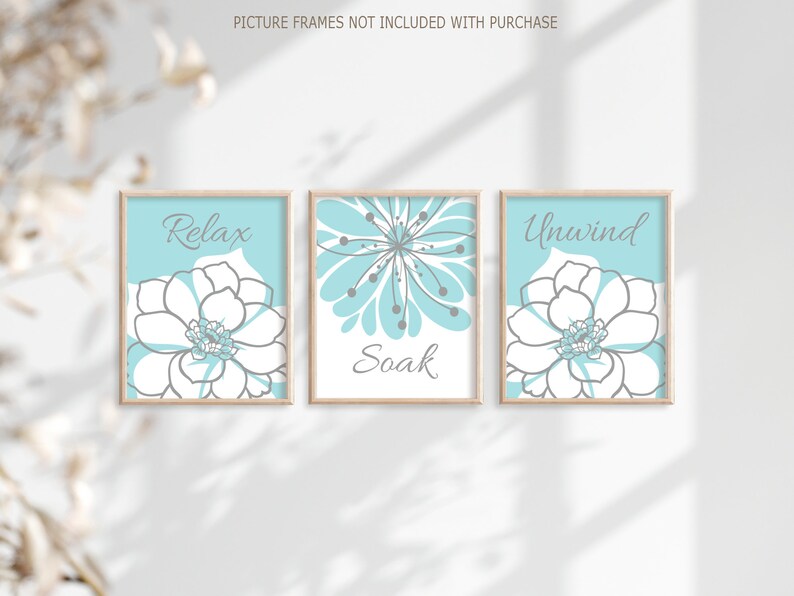 Turquoise Bathroom Wall Art Prints or Canvas Relax Soak Etsy
