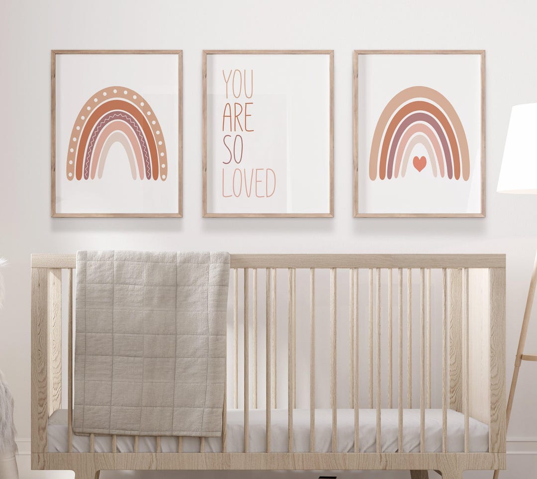 Neutral Rainbow Nursery Prints: Boho Watercolor Wall Art, Set of 3 - Etsy