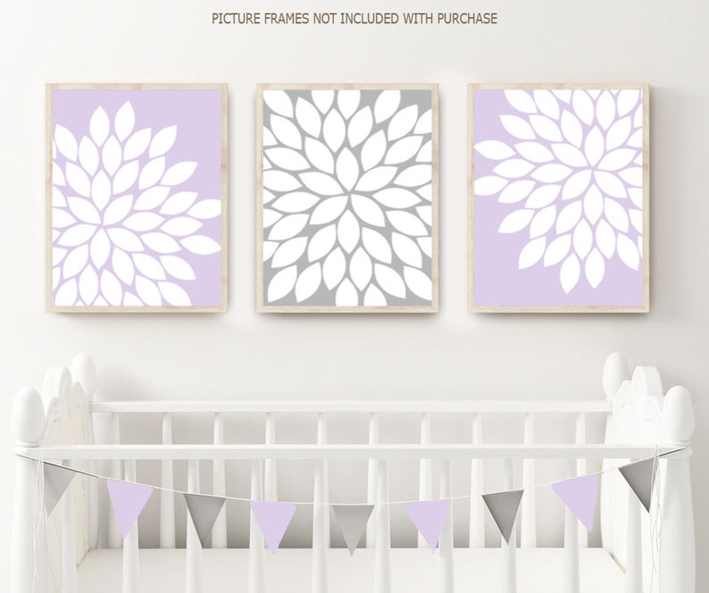 Floral Nursery Decor, Baby Girl Nursery Wall Art Prints or Canvas, Pink Gray Nursery Decor, Girl Bedroom Decor, Flower Wall Decor Set of 3 image 3