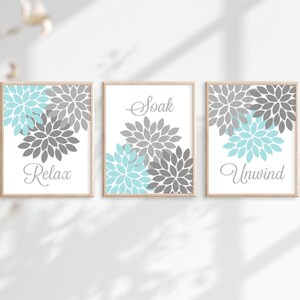 Purple Flower Bathroom Wall Art, Purple Flower Bathroom Decor Prints or Canvas Relax Soak Unwind Quote, Purple Bathroom Quotes, Set of 3 bild 6