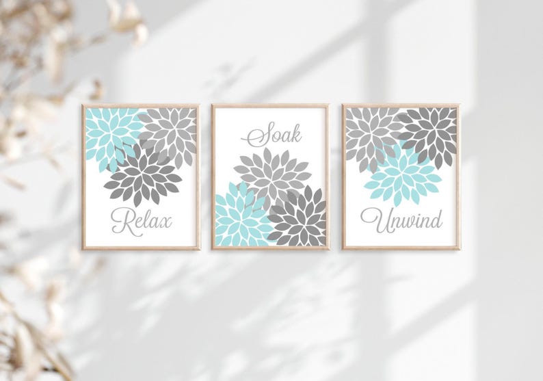 Purple Flower Bathroom Wall Art, Purple Flower Bathroom Decor Prints or Canvas Relax Soak Unwind Quote, Purple Bathroom Quotes, Set of 3 bild 6
