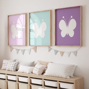 Butterfly Prints: Lavender & Aqua Nursery Wall Art, Set of 3
