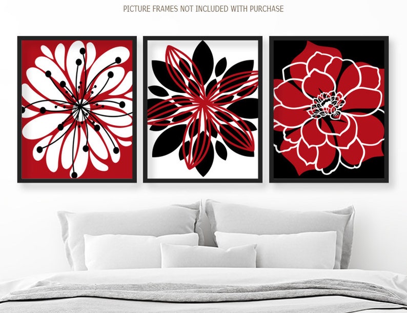 Red Flower Wall Art Flower Bedroom Wall Decor Prints or Etsy